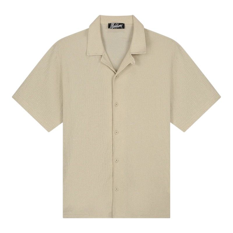Malelions - Men Emblem Seersucker Shirt - Beige