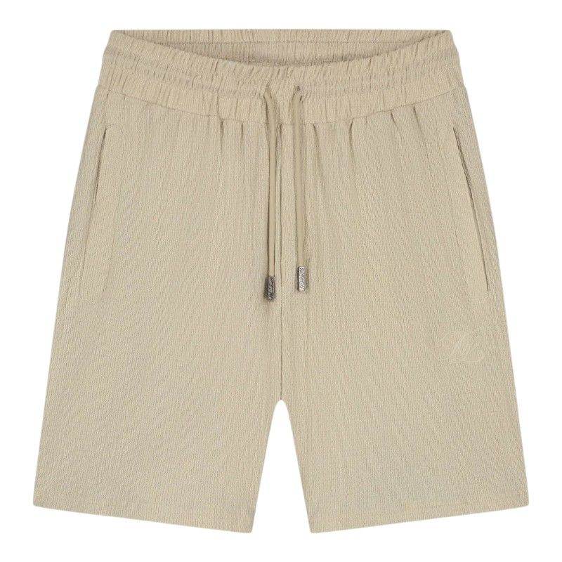 Malelions - Men Emblem Seersucker Shorts - Beige