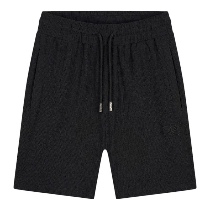 Malelions - Men Emblem Seersucker Shorts - Zwart