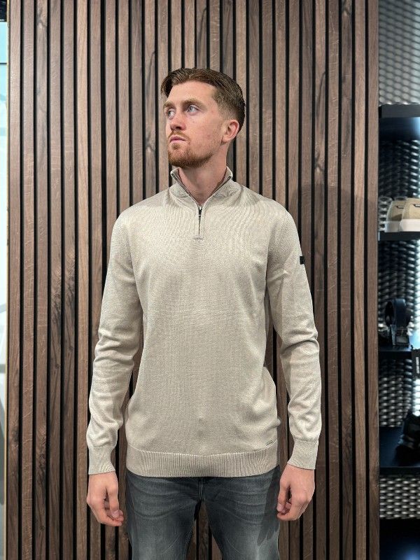 Malelions - Men Knitted Quarter Zip - Beige