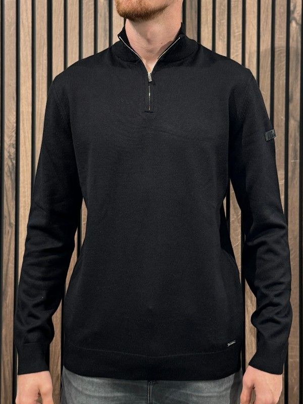 Malelions - Men Knitted Quarter Zip - Zwart