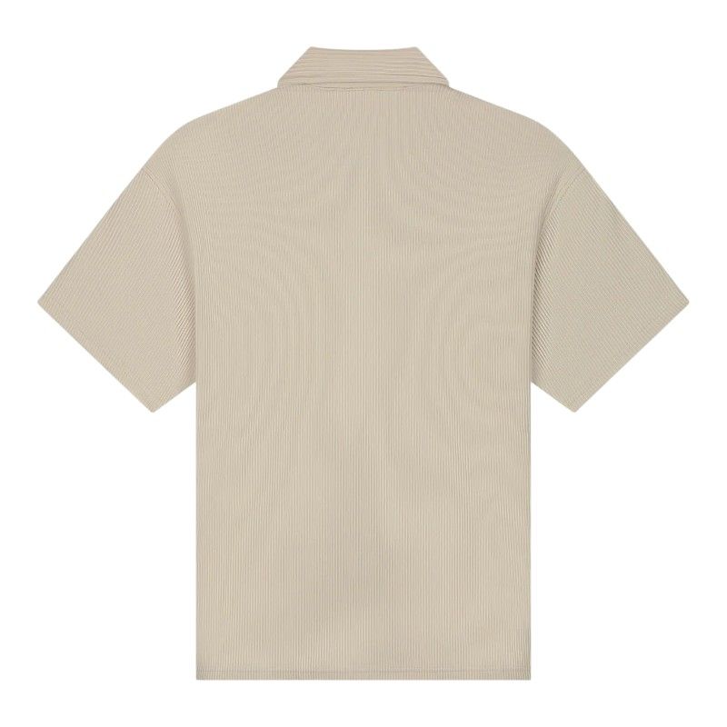Malelions - Men Ribbed Camp Collar Shirt - Beige