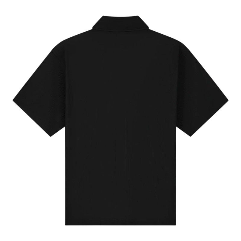 Malelions - Men Ribbed Camp Collar Shirt - Zwart