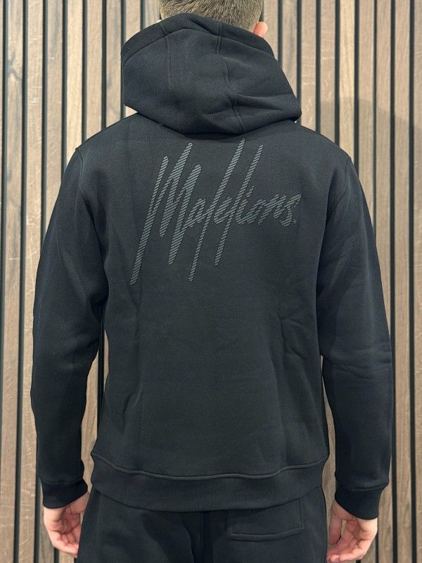 Malelions - Men Striped Signature Hoodie - Zwart