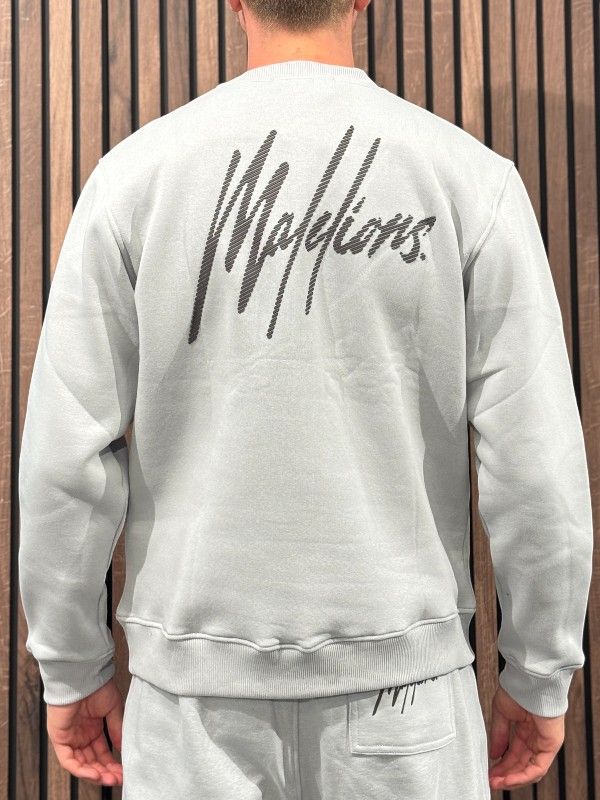 Malelions - Men Striped Signature Sweater - Grijs