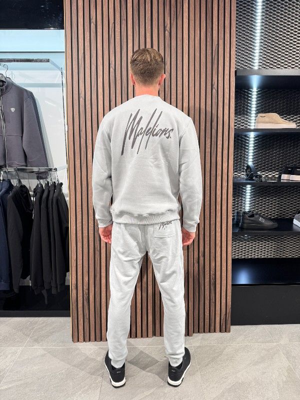 Malelions - Men Striped Signature Sweater - Grijs