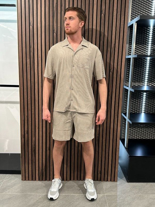 Malelions - Men Seersucker Shirt - Bruin