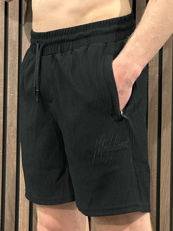 Malelions - Men Seersucker Shorts - Zwart