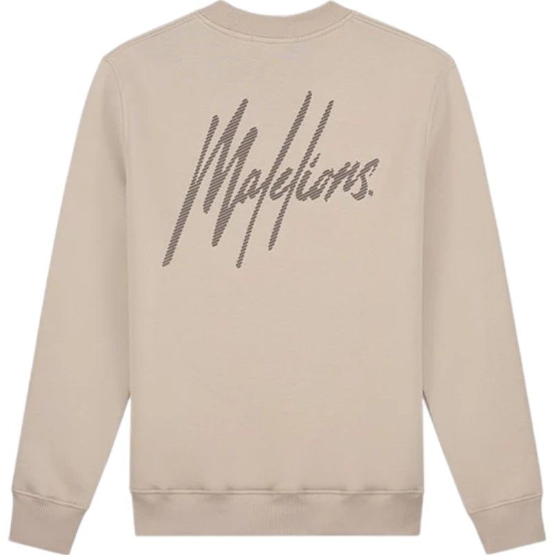 Malelions - Men Striped Signature Sweater - Beige