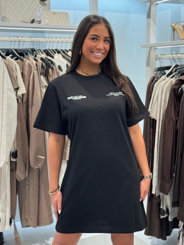 Malelions - Woman Italian Summer T-shirt Dress - Zwart