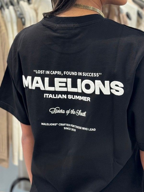 Malelions - Woman Italian Summer T-shirt Dress - Zwart