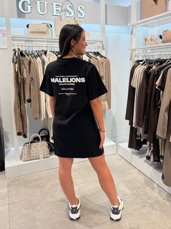 Malelions - Woman Italian Summer T-shirt Dress - Zwart