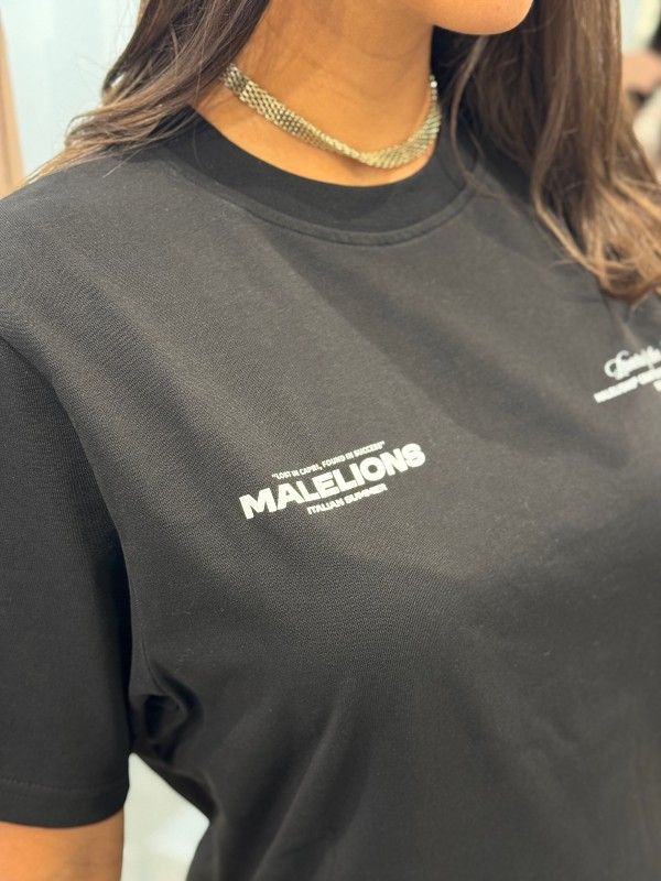 Malelions - Woman Italian Summer T-shirt Dress - Zwart