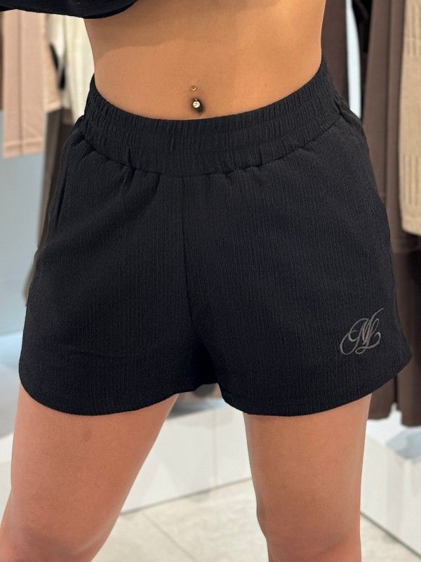 Malelions - Woman Seersucker Shorts - Zwart