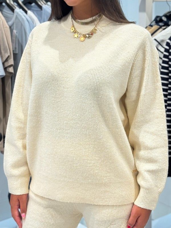 Malelions - Women Oversized Knit Sweater - Beige