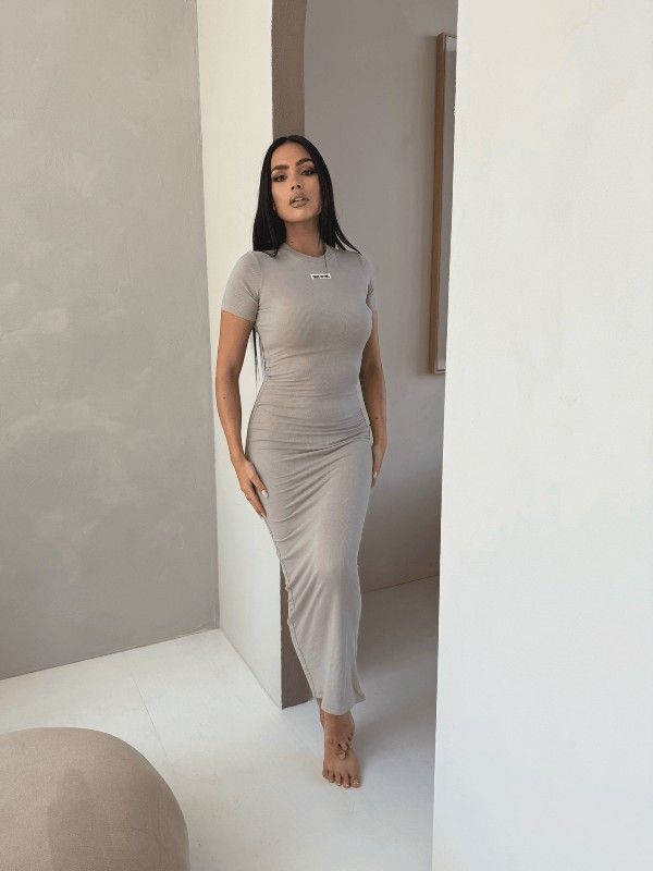 Unique The Label - Donna Rib T-shirt Dress - Beige