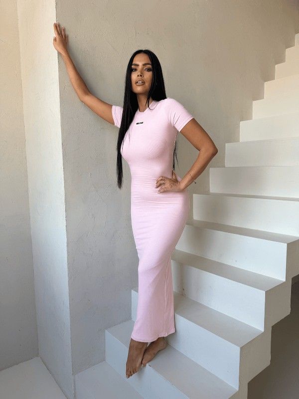 Unique The Label - Donna Rib T-shirt Dress - Roze
