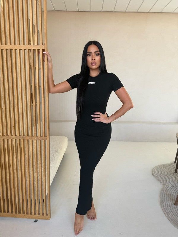 Unique The Label - Donna Rib T-shirt Dress - Zwart