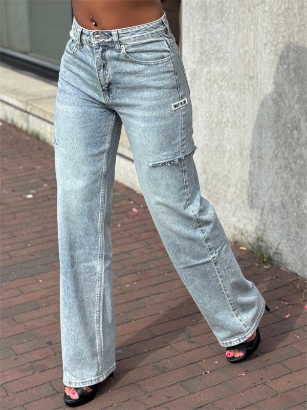Unique The Label - June Wide Leg Jeans - Blauw