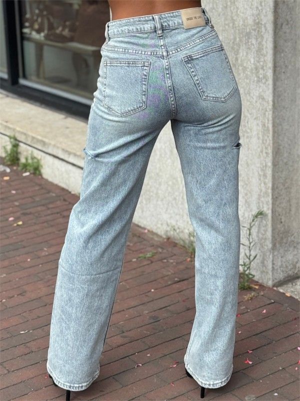 Unique The Label - June Wide Leg Jeans - Blauw