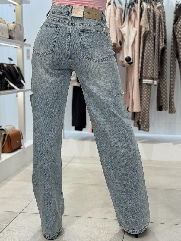 Unique The Label - June Wide Leg Jeans - Blauw