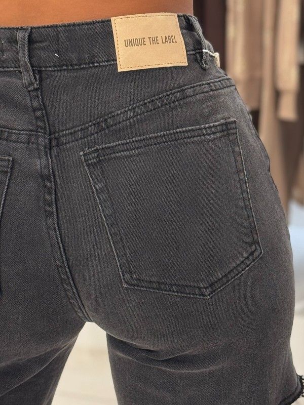 Unique The Label - June Wide Leg Jeans - Mid Grey