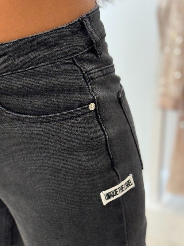 Unique The Label - June Wide Leg Jeans - Mid Grey