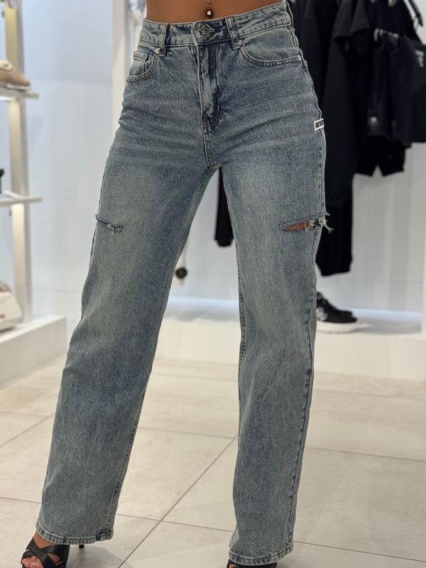 Unique The Label - June Wide Leg Jeans - Blauw