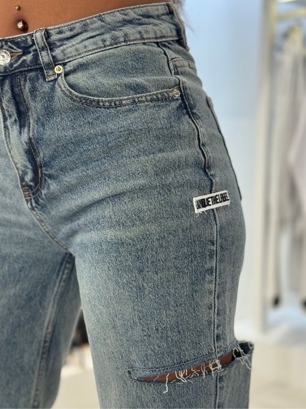 Unique The Label - June Wide Leg Jeans - Blauw