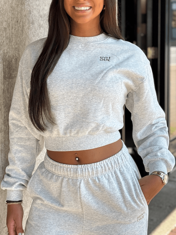 Unique The Label - Peggy Cropped Sweater - Light Grey