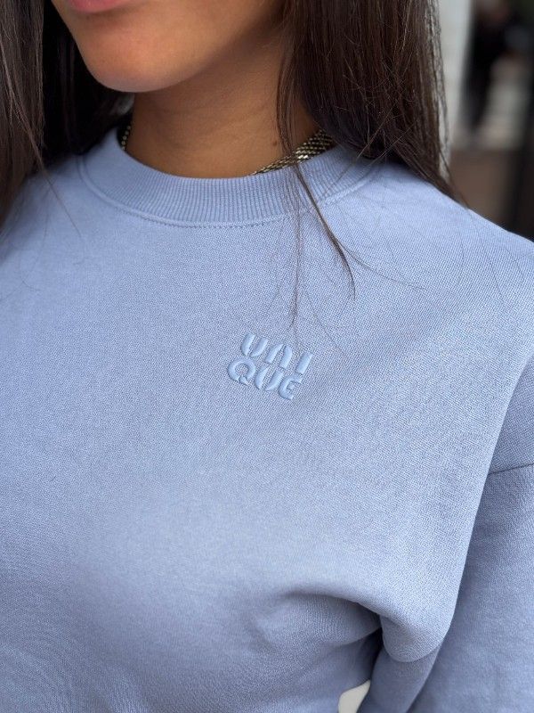 Unique The Label - Peggy Cropped Sweater - Vintage Blue