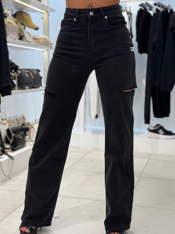 Unique The Label - June Wide Leg Jeans - Zwart