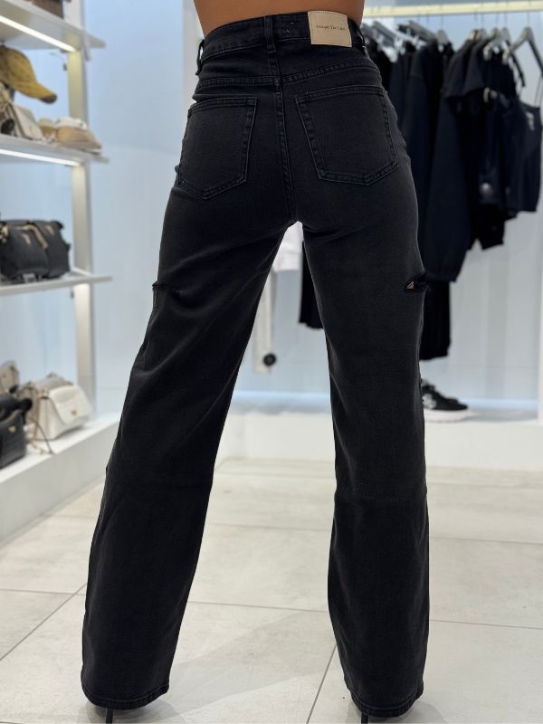 Unique The Label - June Wide Leg Jeans - Zwart