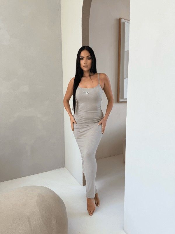 Unique The Label - Zoe Rib Dress - Beige