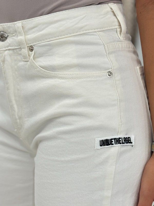 Unique The Label - June Wide Leg Jeans - Wit