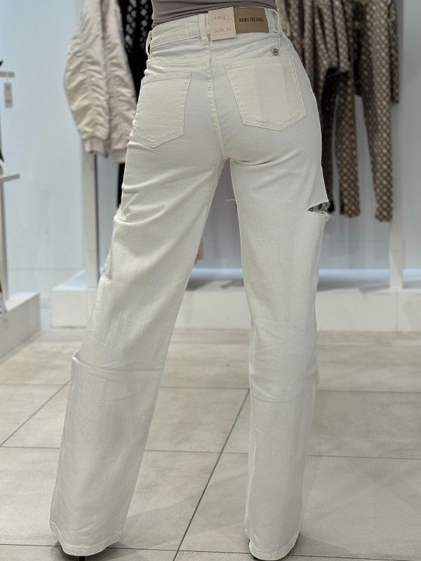 Unique The Label - June Wide Leg Jeans - Wit