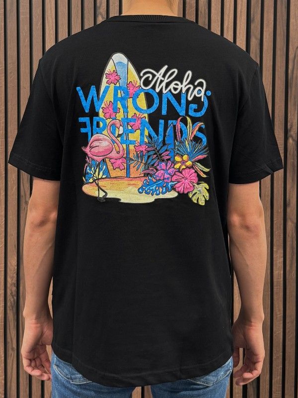 Wrong Friends - Aloha T-shirt - Zwart