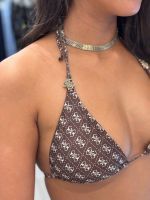 Guess - 4G Rem Padding Triangle Bikini Topje - Bruin