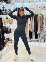 Guess Active - Margot Ls Zip Active Top - Zwart