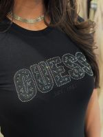 Guess - Cn Ss Logo Lace Tee - Zwart