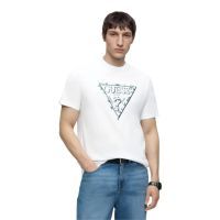 Guess - Cn Ss Triangle Leaves Embroide - Wit