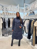 Guess - Gloria Quilted Long Puffer - Blauw