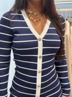 Guess - Ls Vn Striped Andrea Midi Dress - Blauw