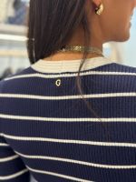 Guess - Ls Vn Striped Andrea Midi Dress - Blauw