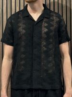 Guess - Lattice Knit Shirt - Zwart