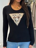 Guess - Ls Cn Leo Triangle Tee - Zwart