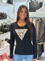 Guess - Ls Cn Leo Triangle Tee - Zwart
