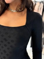 Guess - Ls Jacquard Elleona Top - Zwart