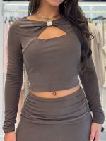 Guess - Ls Milena Front Bow Top - Bruin