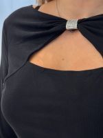 Guess - Ls Milena Front Bow Top - Zwart